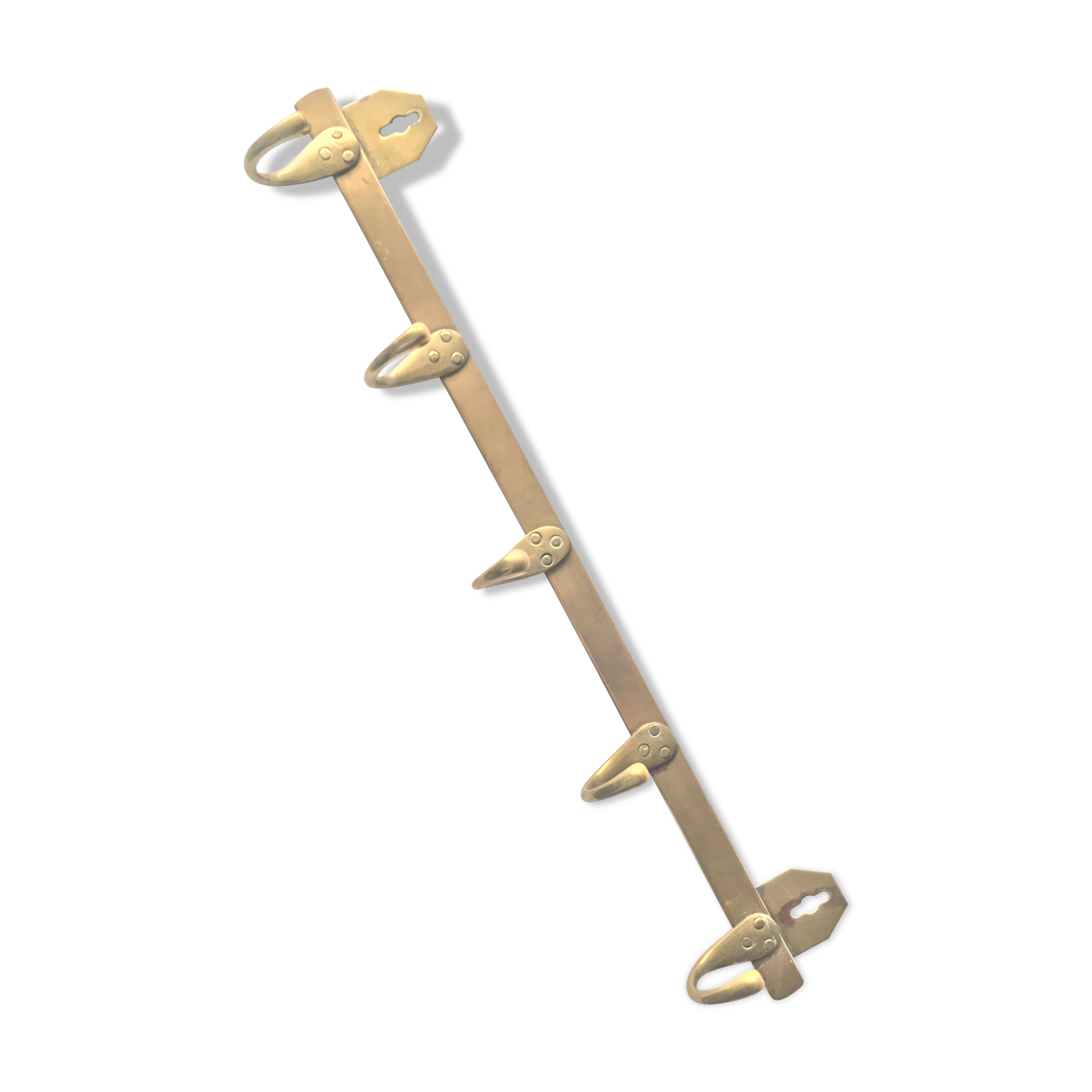 Brass wall patère 5 hooks