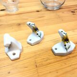 3 patères wall-makeers ceramic porcelain floral vintage 60 Samaritan France