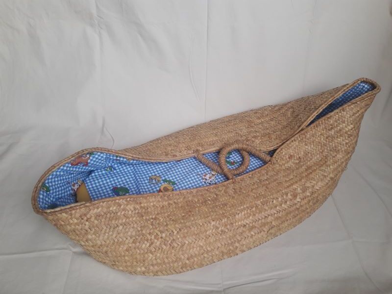 Couffin berceau bébé paille osier vintage