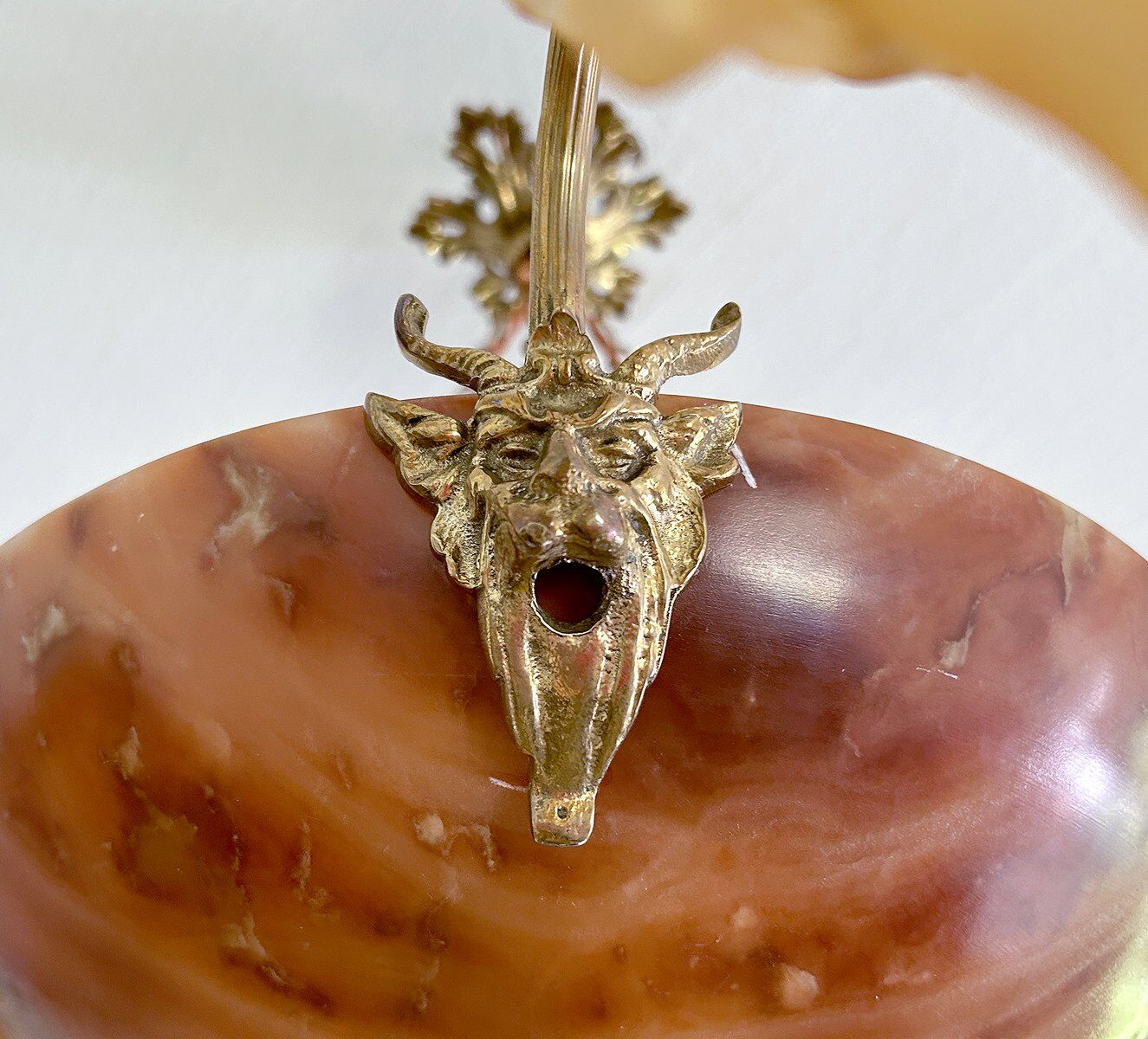 Art Deco pendant light in alabaster marble and bronze,1920s