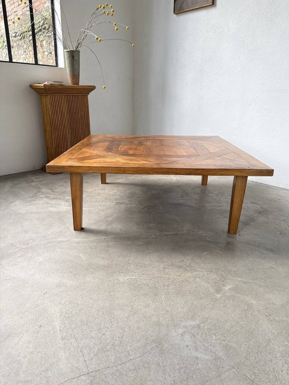 1940s inlaid oak coffee table