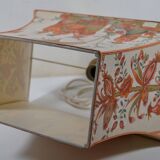 France 1970s - Vintage lamp with a chrome base and shade featuring Asian decor.