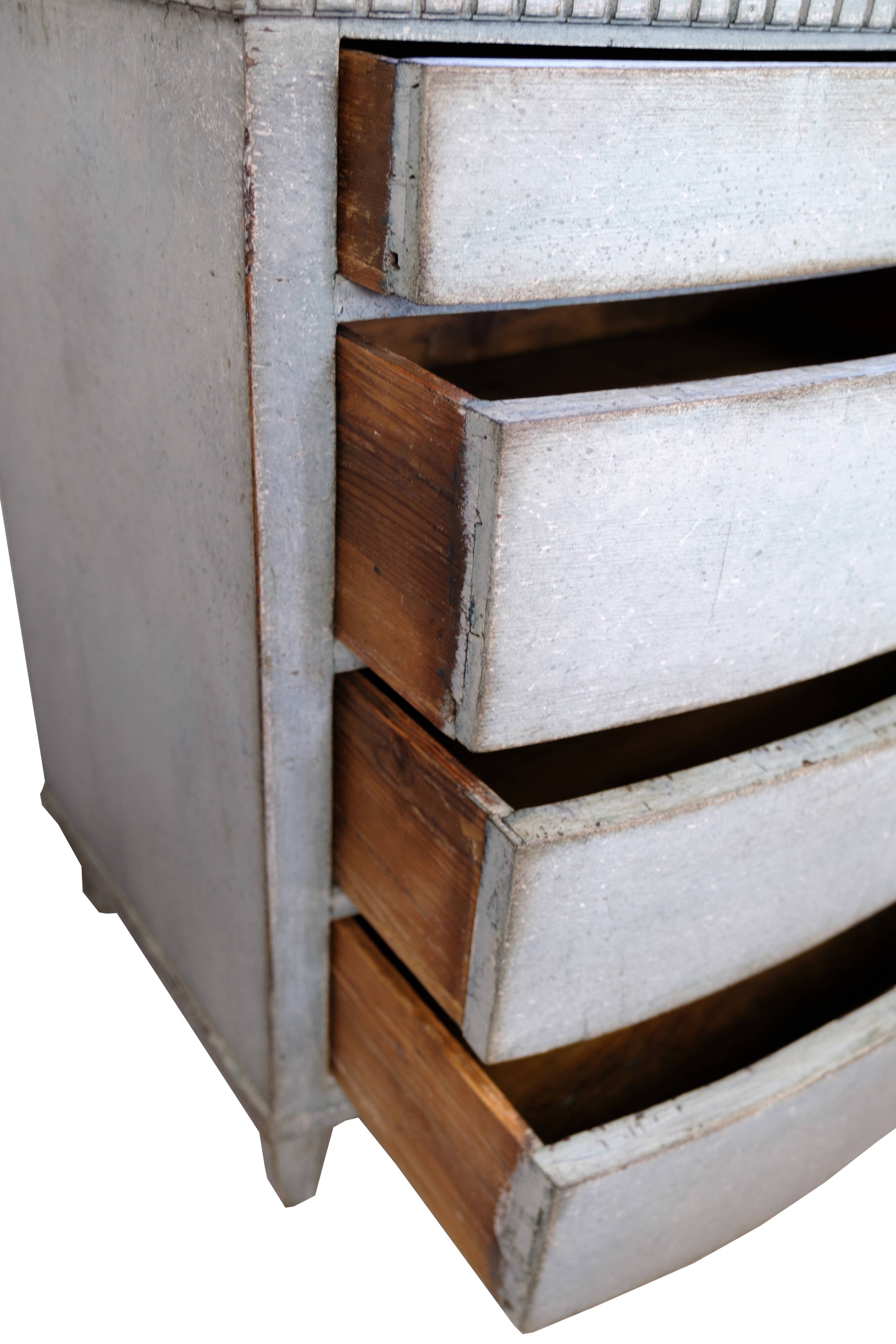 Orignal Painted Chest Of Drawers Louis Seize Style Made In Greenish Patinated Color From 1790s