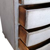 Orignal Painted Chest Of Drawers Louis Seize Style Made In Greenish Patinated Color From 1790s