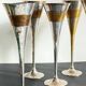 6 Vintage Silver-Plated Brass Champagne Flutes