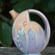 Flamed enameled stoneware bottle, pitcher, liquor bottle signed Denbac number 610, art vase