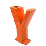 Space age orange Y solifleur vase, Marcel Radureau France 1970