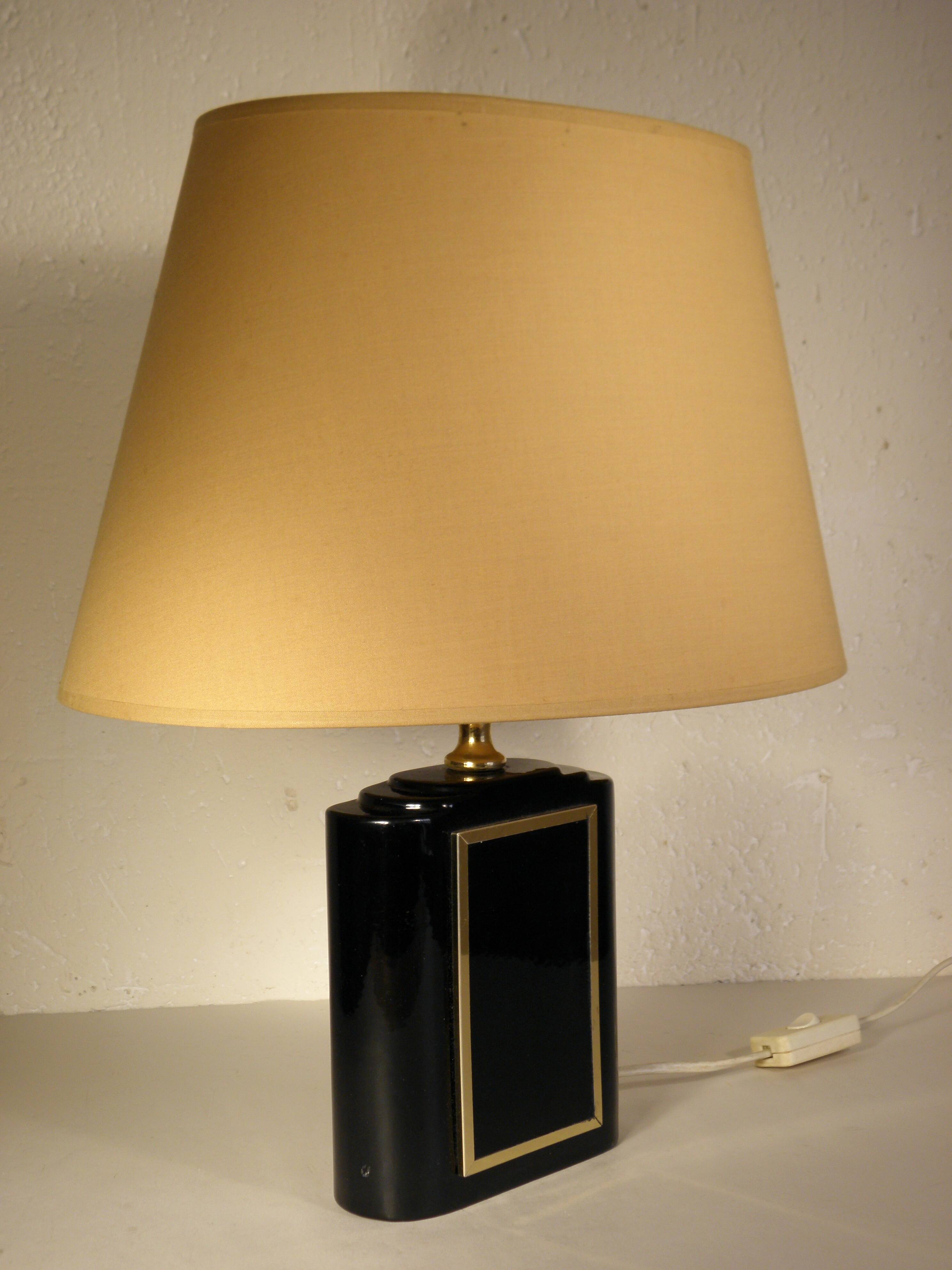 Lampe de table noir et or annees 70-80