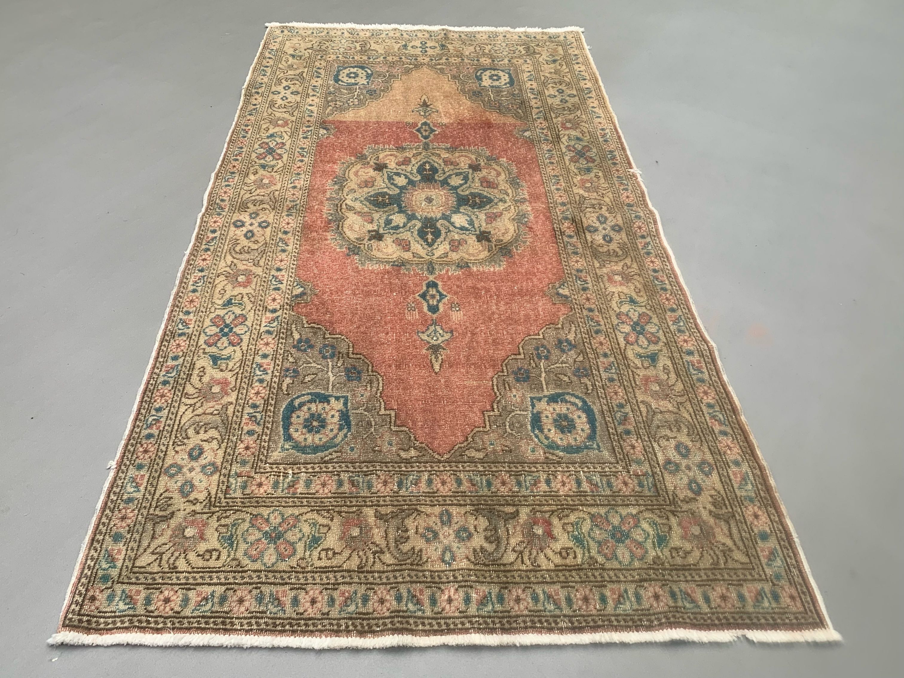 Vintage turkish oushak rug 187x91 cm carpet