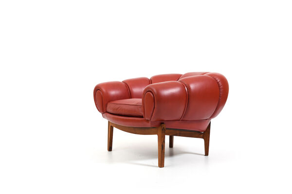 Fauteuil « croissant » danois par Illum Wikkelsø Années 1950