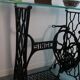 Tempered glass tray console on sewing machine stand