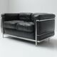 Vintage LC-2 in black leather by Le Corbusier, Jeanneret & Perriand for Cassina
