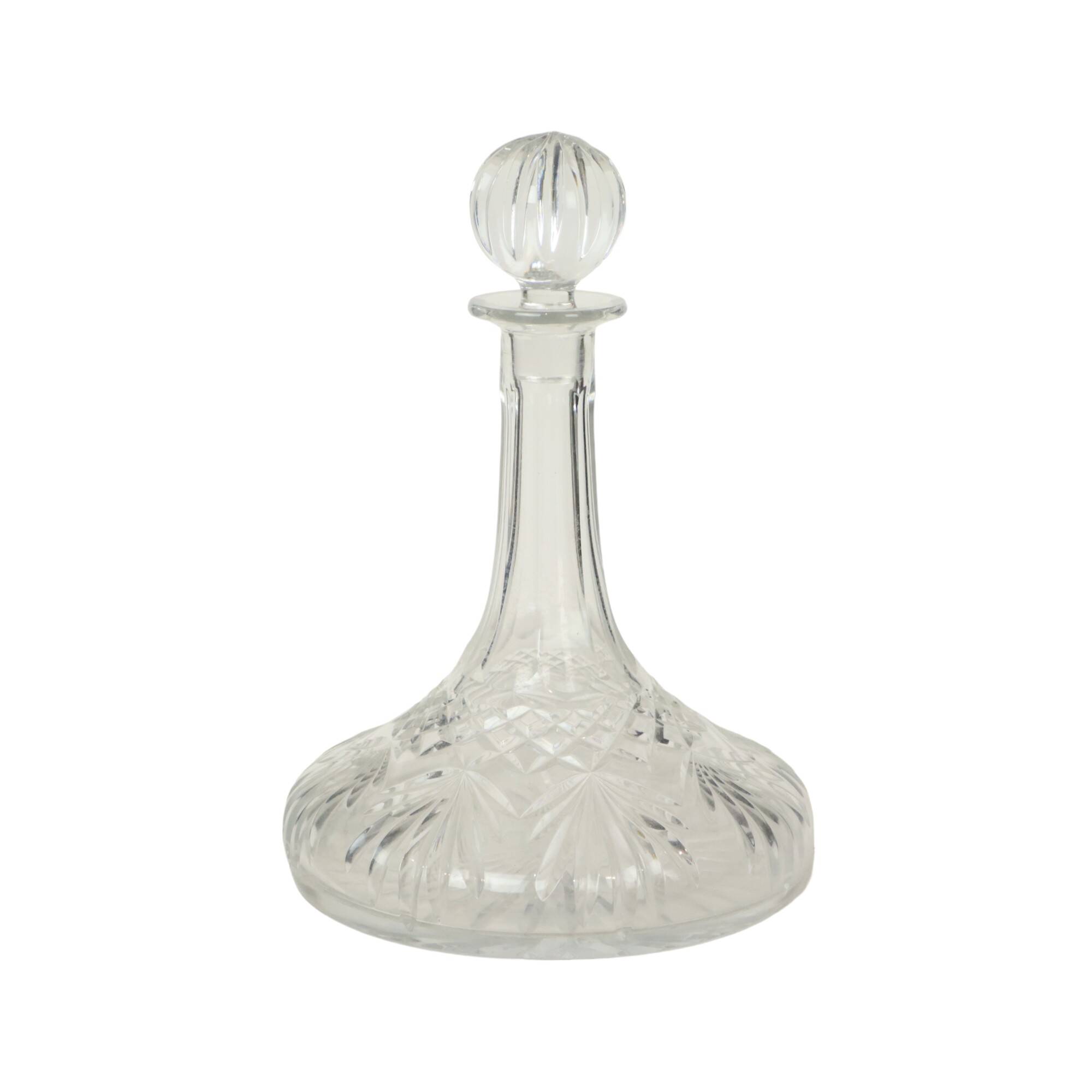 Vintage Samobor Crystal Decanter Ship Decanter Star Motif Lead Crystal