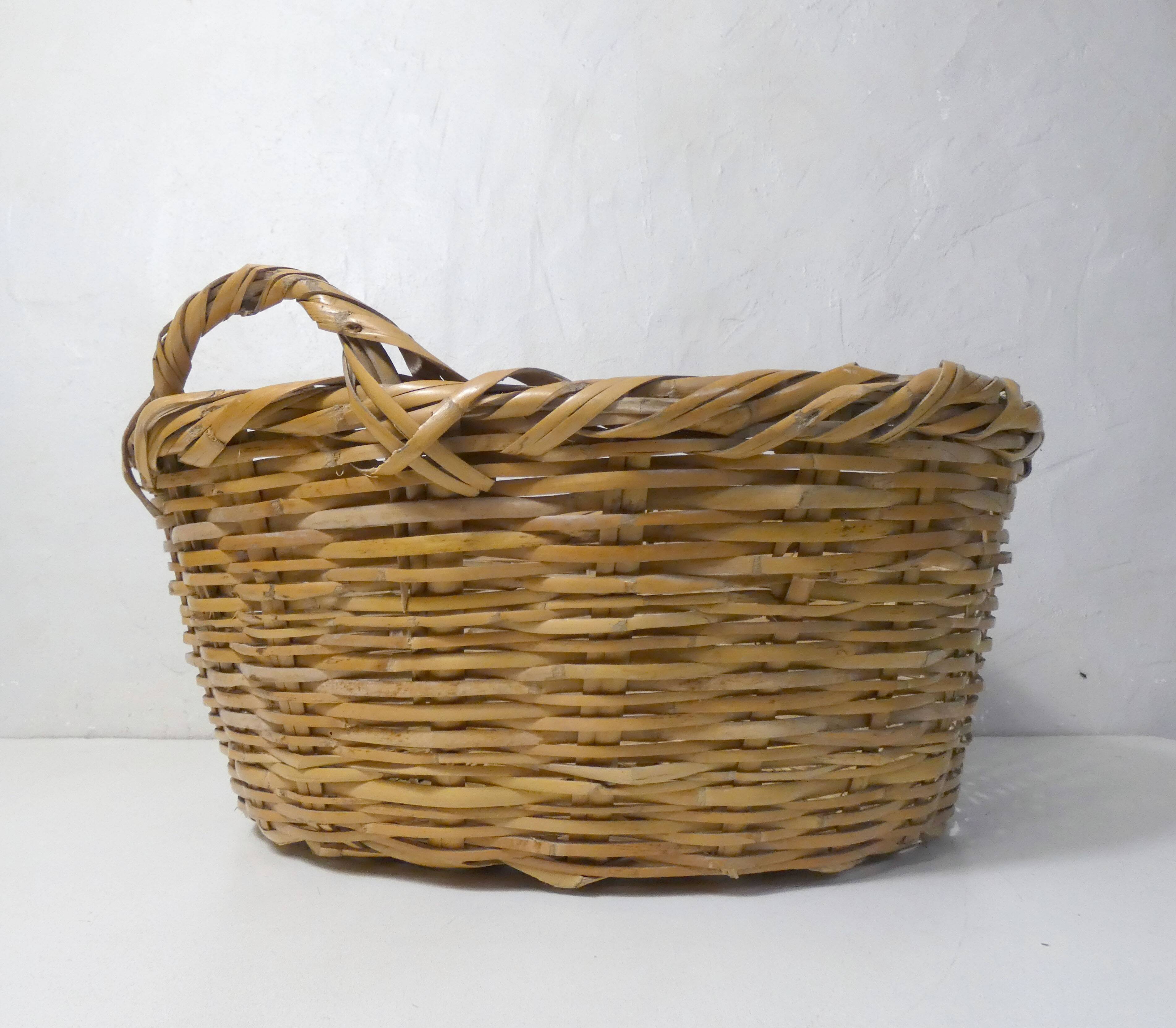 large vintage rattan basket
