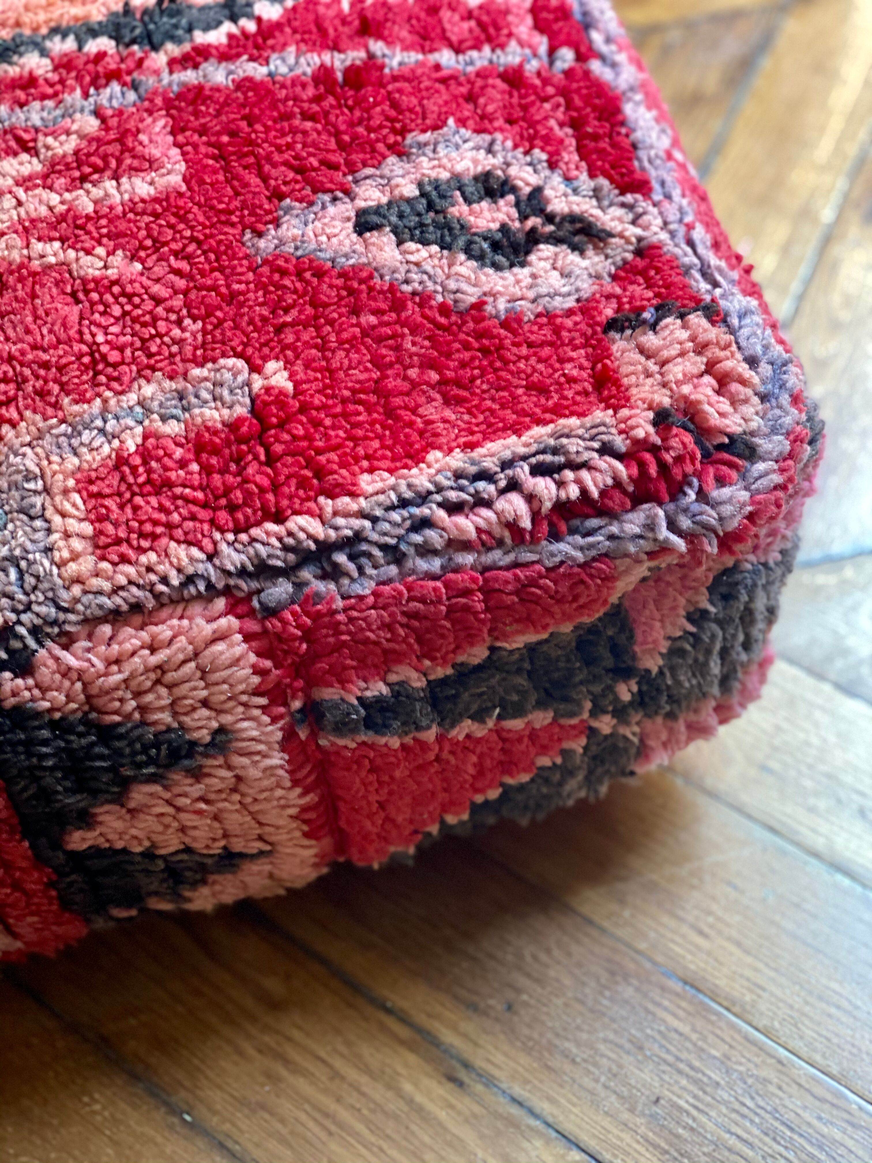Pouf cushion of Moroccan Berber soil old vintage boujad