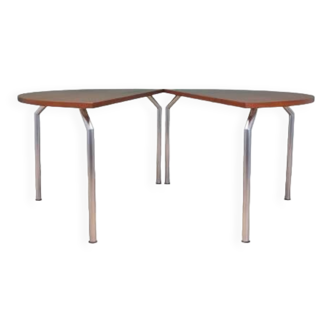 Table demi-ronde en teck, design danois, années 1970, fabricant : Bent Krogh