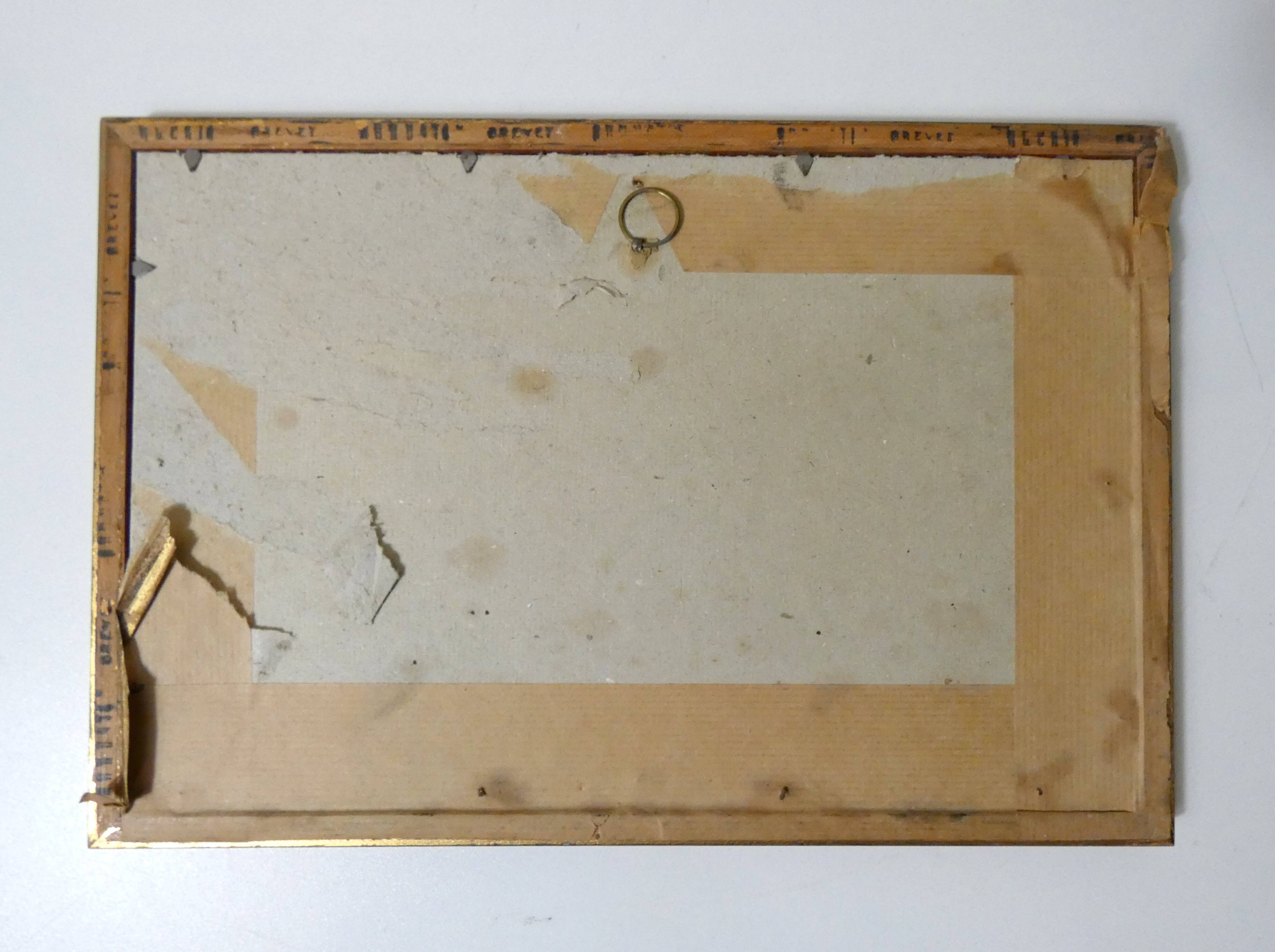 Antique ink drawing on paper, sailboat at sea, signed and framed.