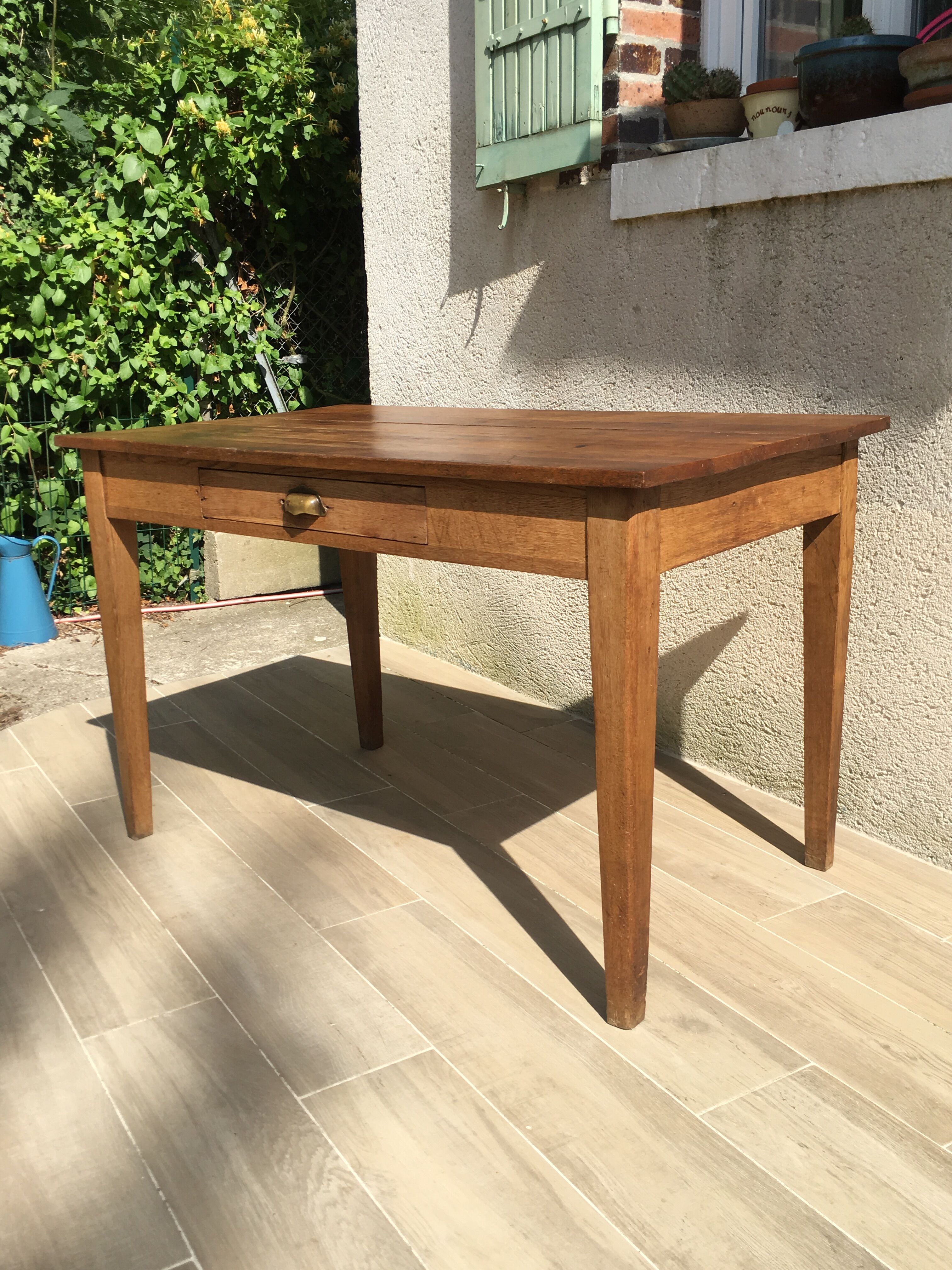 Table in solid oak, 50s