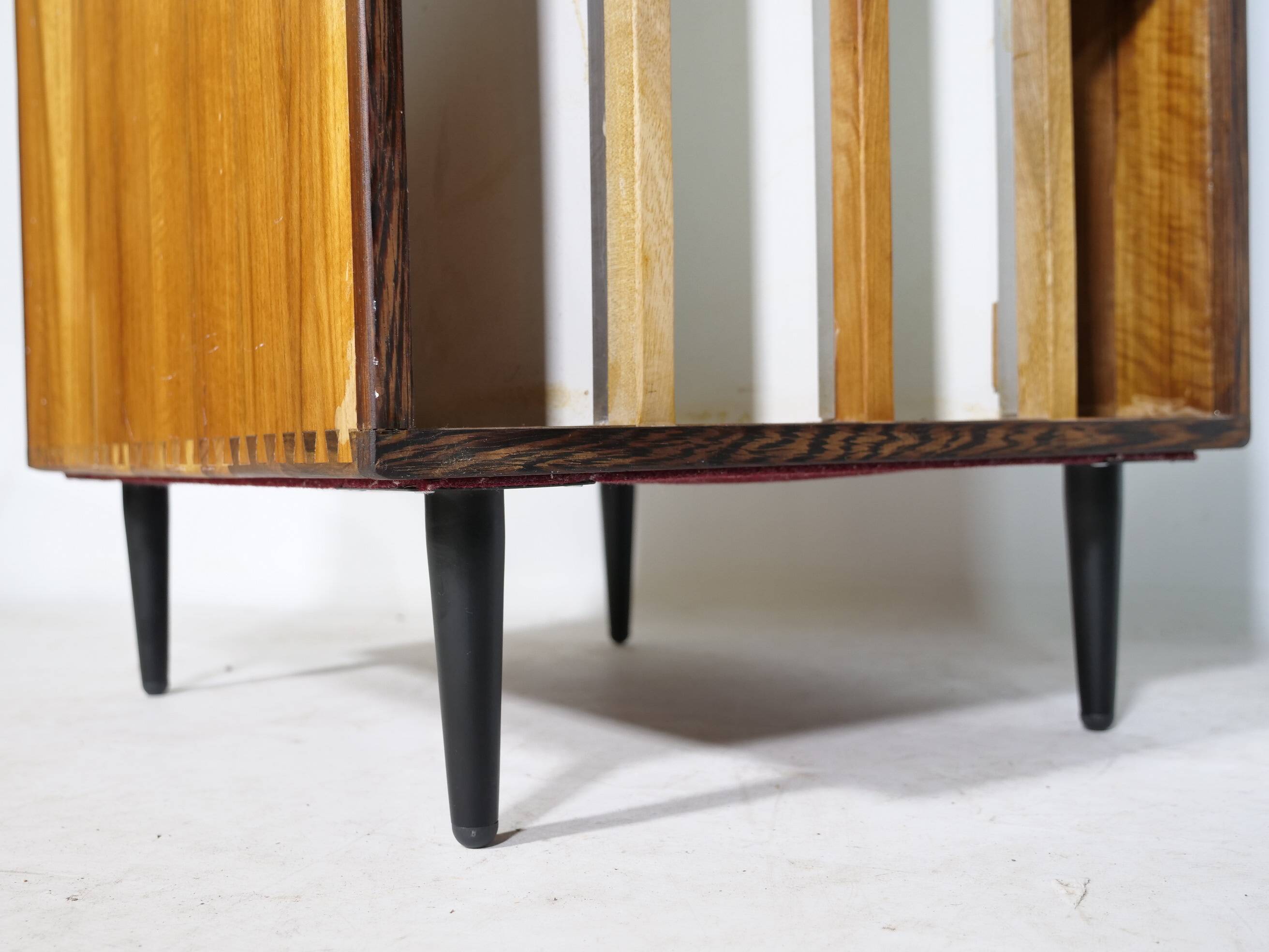 Mid-Century Solid Cherry Document LP Vinyl Cabinet, Unique Piece, 1960s