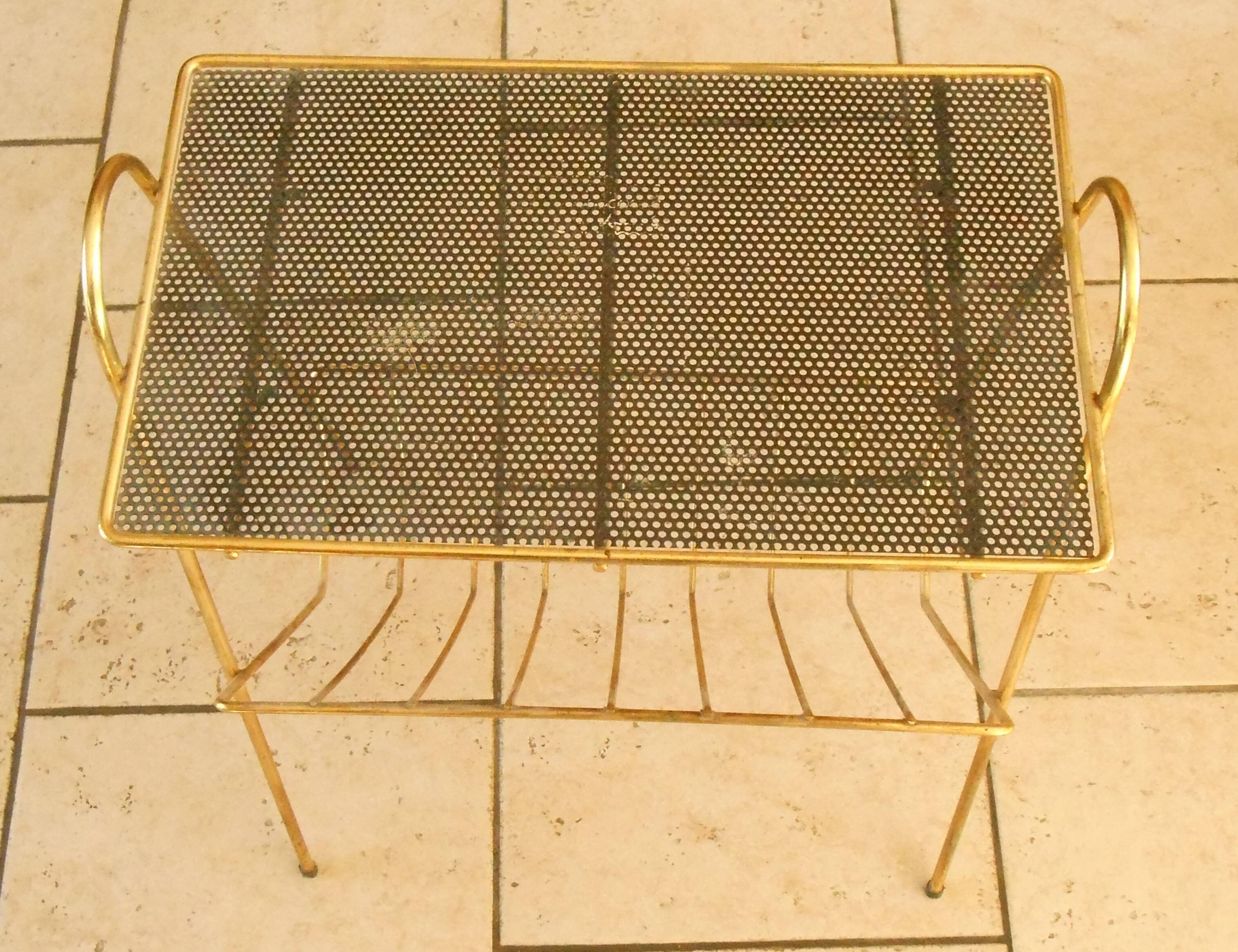 Vintage 60s End Table Magazine Rack Matégot Style