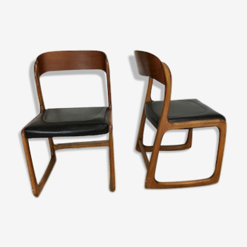Paire de chaises traineau Baumann vintage
