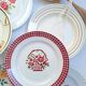 Multicolored flower dinner plates from Moulin des Loups, St Amand and Badonville