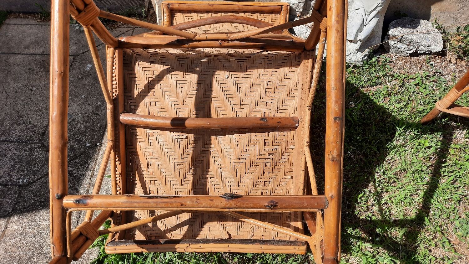Set of 4 wicker and rattan armchairs
