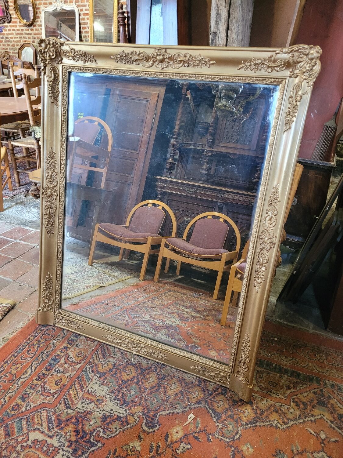 Golden mirror xixth period restoration 132×110cms