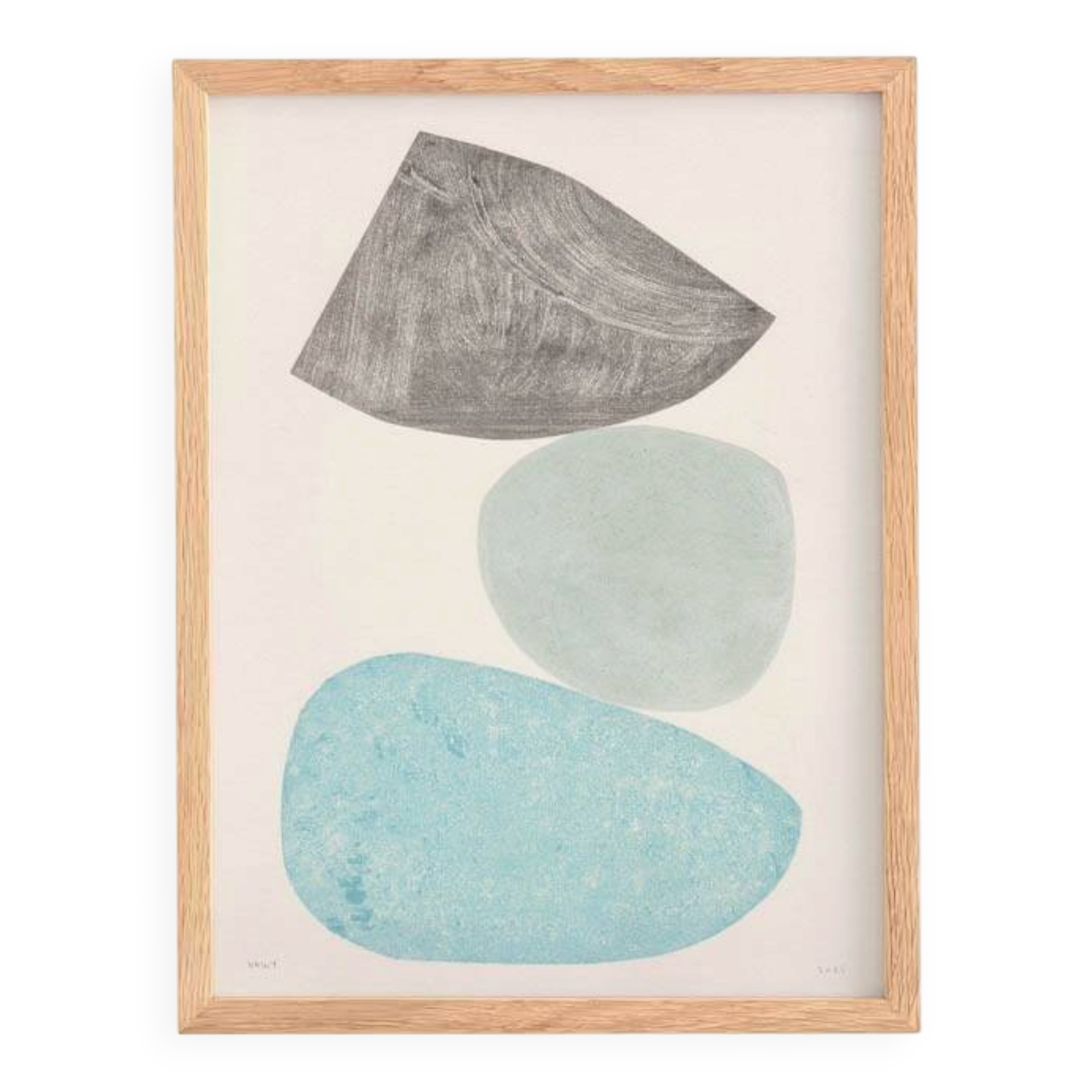 Painting "pebbles" 30x40cm on paper signed Eawy