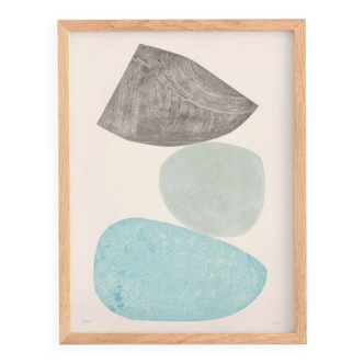 Painting "pebbles" 30x40cm on paper signed Eawy