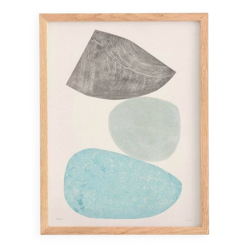 Peinture "galets" 30x40cm sur papier signée Eawy