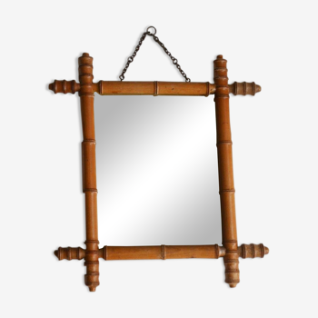 Bamboo-style wooden mirror