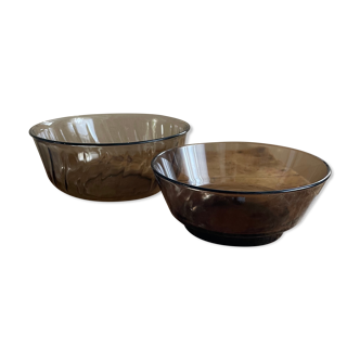 Lot de 2 saladiers verre fumé vintage Lever