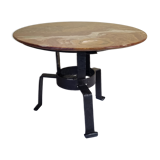 Coffee table in marble and hammered wrought iron, 61 cm