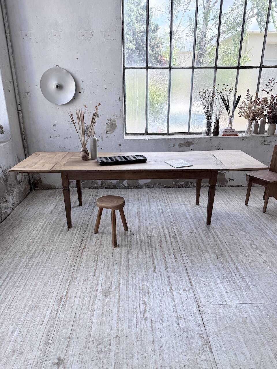 Solid oak farmhouse table with extensions (190-280cm) 1950