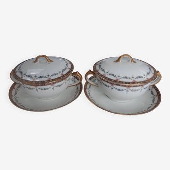 Duo de bols à chocolat ou à bouillon , porcelaine GOA