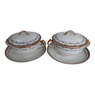 Duo de bols à chocolat ou à bouillon , porcelaine GOA