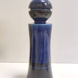 Set of Three Postmodern Blue and Yellow Glazed Vase and Bottles by Parravicini