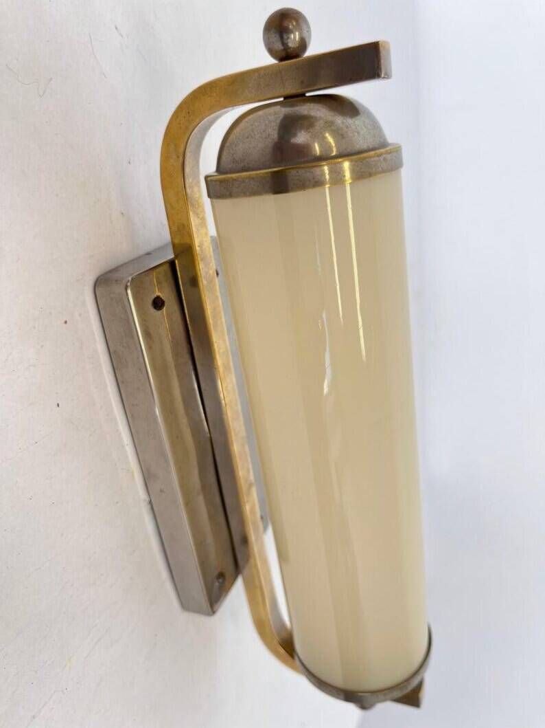 Bauhaus Chrome and glass Wall Lamp, 1930s - Czechoslovakia