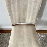 Set of 4 chairs in wood and beige leather textured effect
