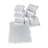 7 square towels, bordered damask cotton