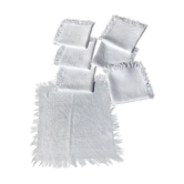 7 square towels, bordered damask cotton