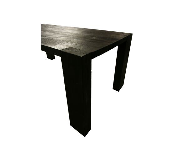 table a manger finition bois brule shou sugi ban selency