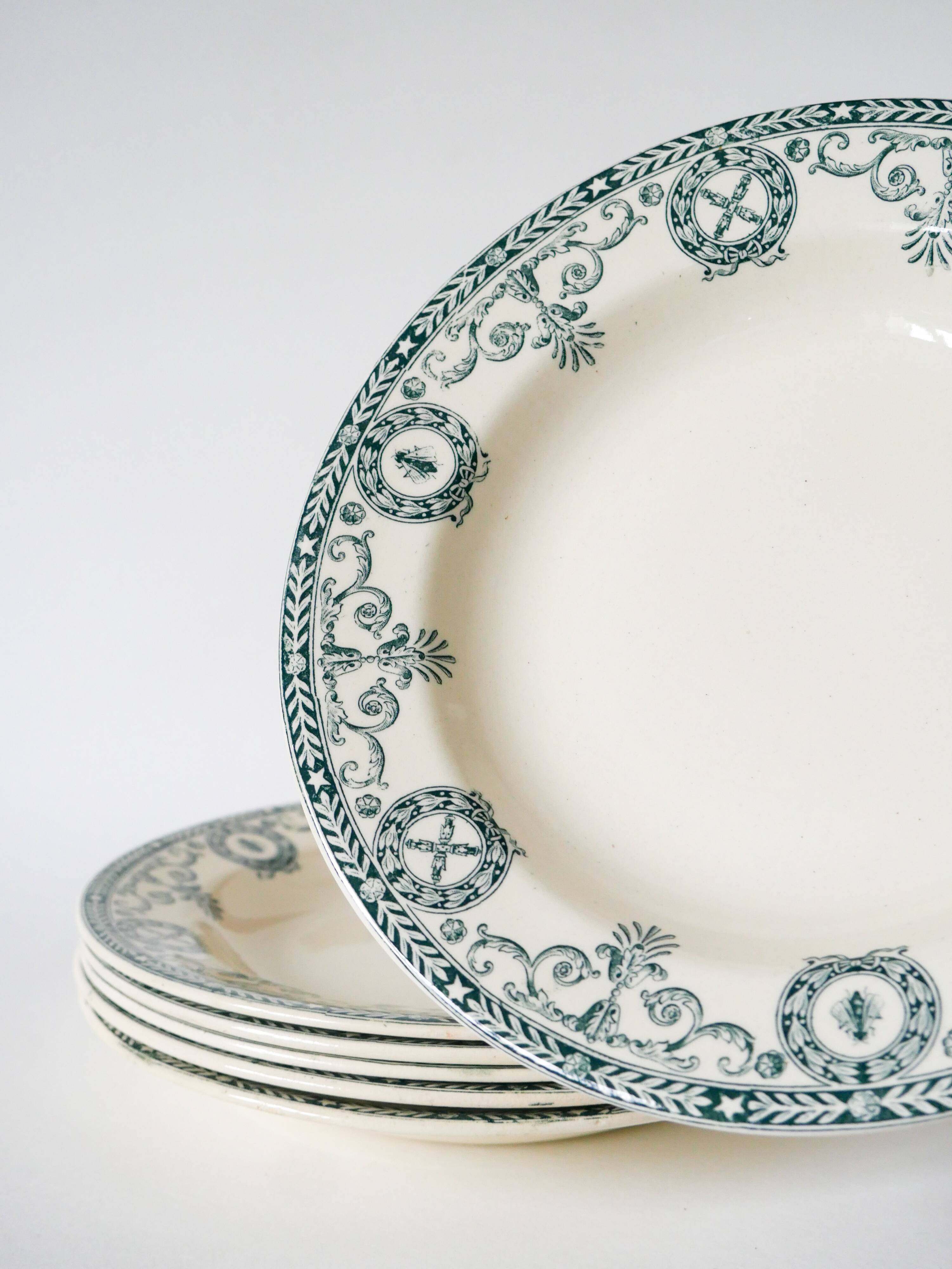 Set of 6 deep plates in Terre de Fer, Salins model "Cambacéres" 19th century