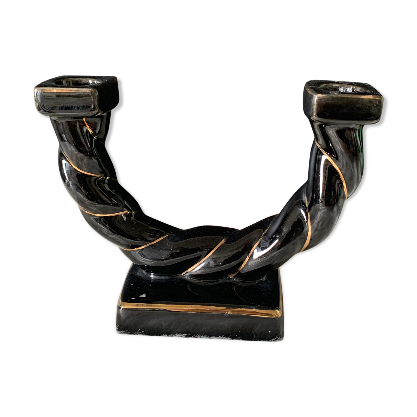 Black ceramic candle holder