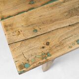 Grande table de ferme rustique en bois d'orme, France vers 1800
