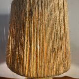 Recomposed stone lamp with rope shade