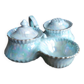 Salière poivrier moutardier, porcelaine