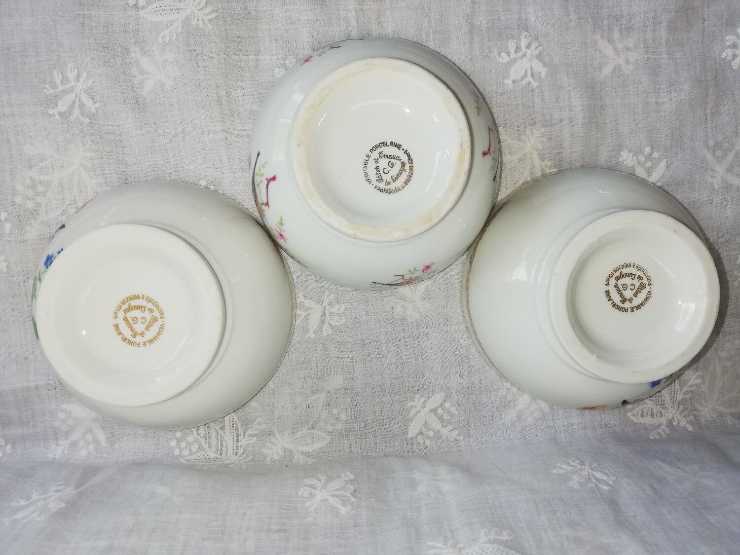 Lot de 3 bols de Limoges CG