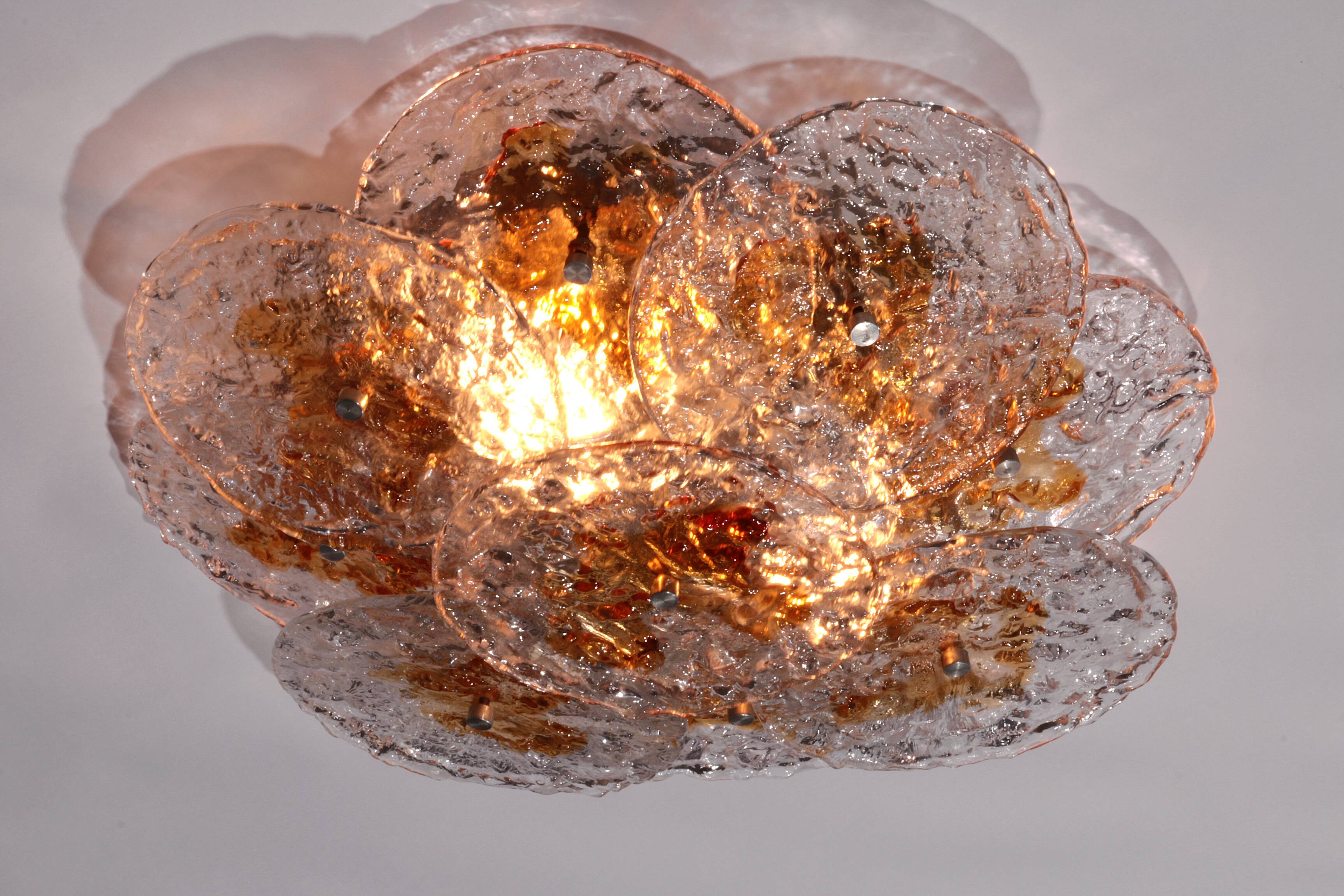Large Flush Mount Murano Glass , Italy, 1970s
